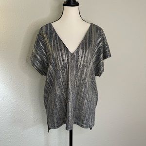 Fab’rik Womens Metalic Blouse Top. Size Large. Silver Grey New with tags